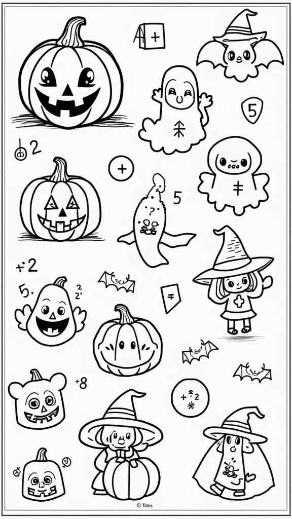 coloriages Halloween mathématiques